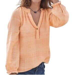 Sundance Peach Gauze Cotton Peasant Blouse Top Women's XXL Boho Revival Cottage